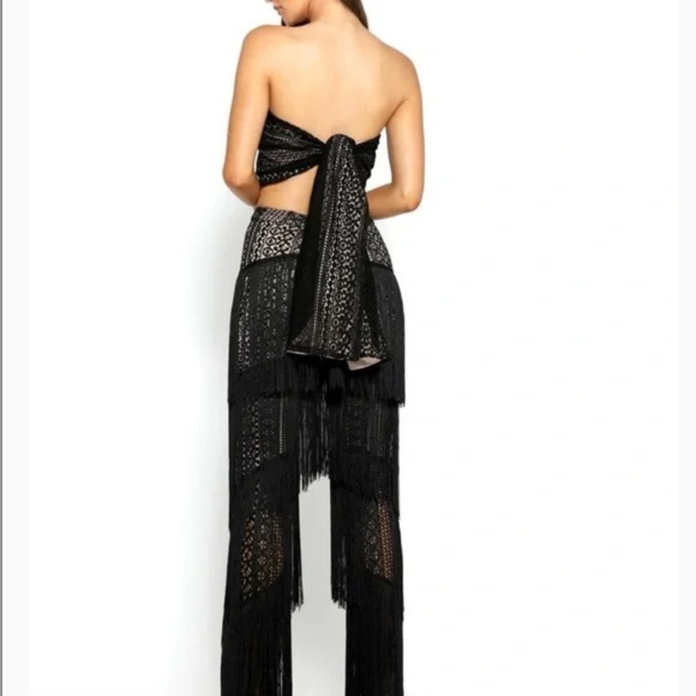 Black Fringe Two-Piece Set - Picture 2 of 7